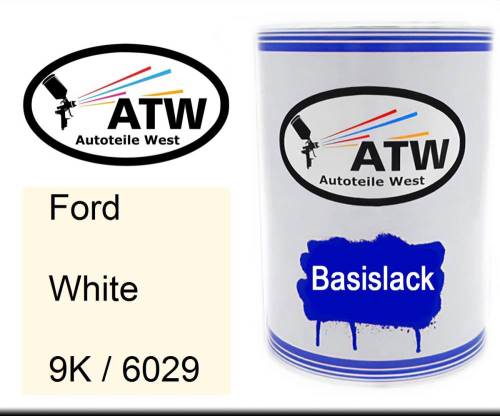 Ford, White, 9K / 6029: 500ml Lackdose, von ATW Autoteile West.